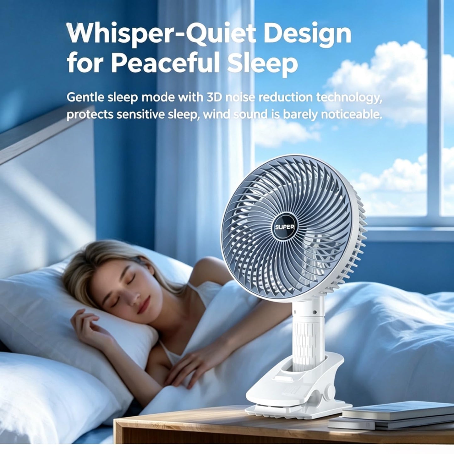 rohxizw 2026 New Rechargeable Usb Desk Fan, 4 In 1 8000mAh Battery Powered, Table Fan, Handheld Fan, Clip Fan, Hang Fan for Bedroom Office Desk