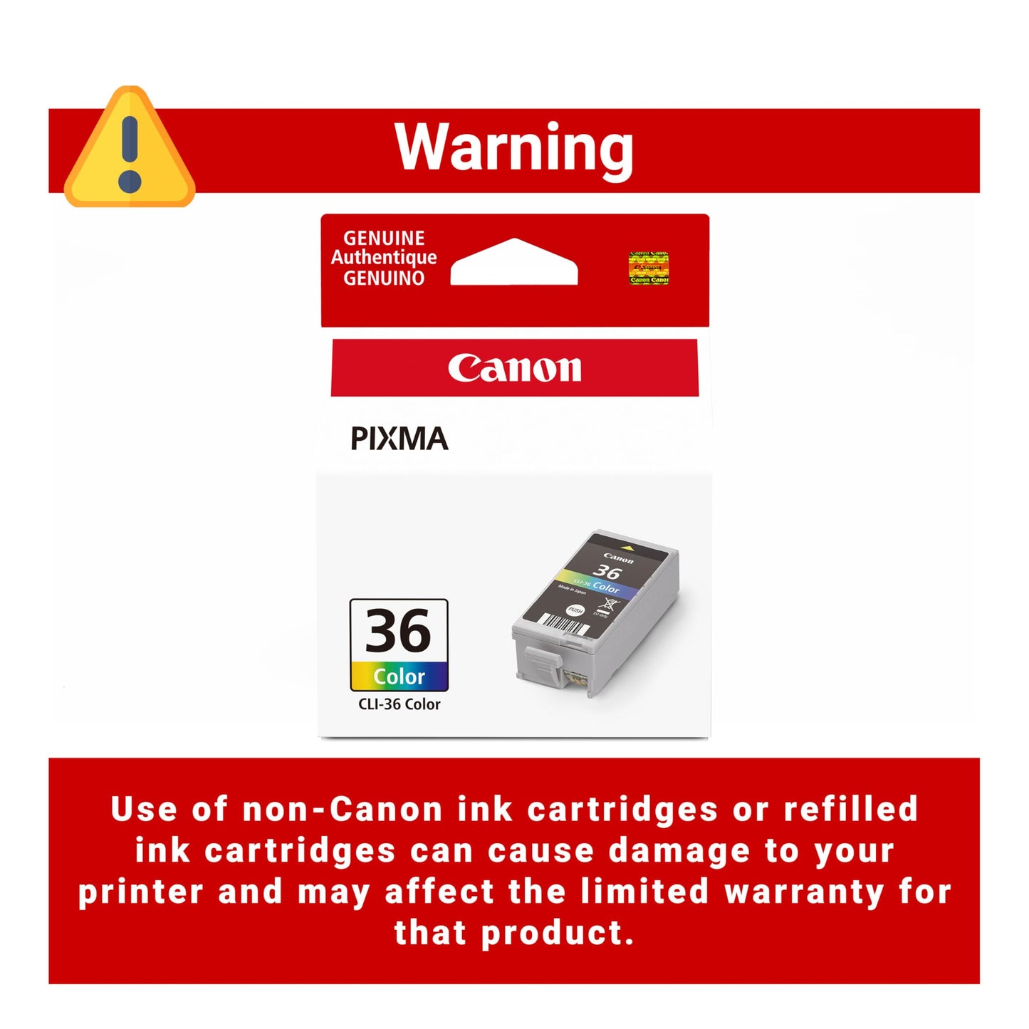 Canon CLI-36 Genuine Color Ink Tank, Compatible with mini320, mini260, iP100, iP110, TR150 and TR160 Printers