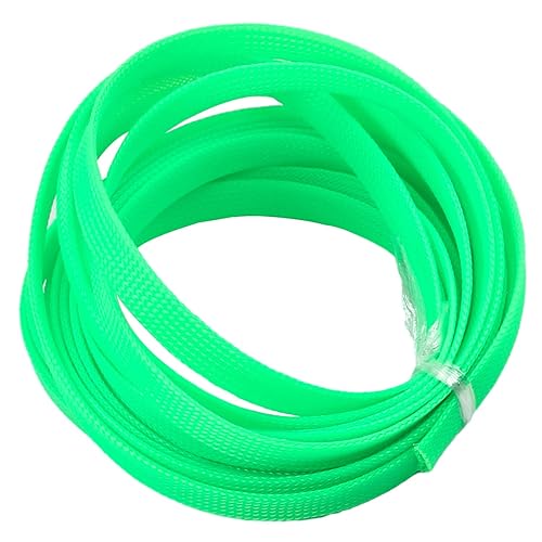 Bettomshin 1Pc 16.4Ft(5m) Cable Management Sleeve, 1/2"(12mm) Width PET Fluorescent Green Cord Protector, Wire Loom Tube Insulated Split Sleeving