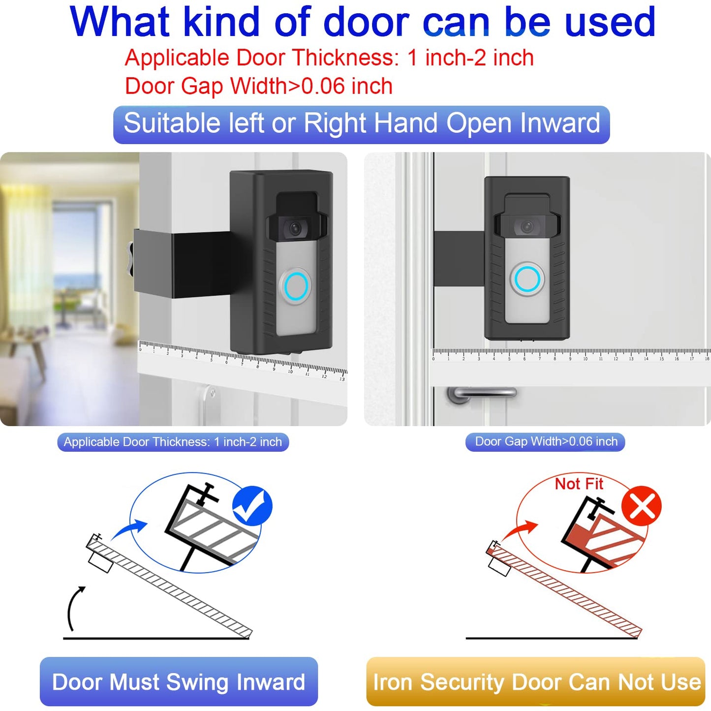 SZAOYU Anti-Theft Doorbell Door Mount,No-Drill Mounting Bracket for Video Doorbell Cover Holder Not Block Doorbell Sensor