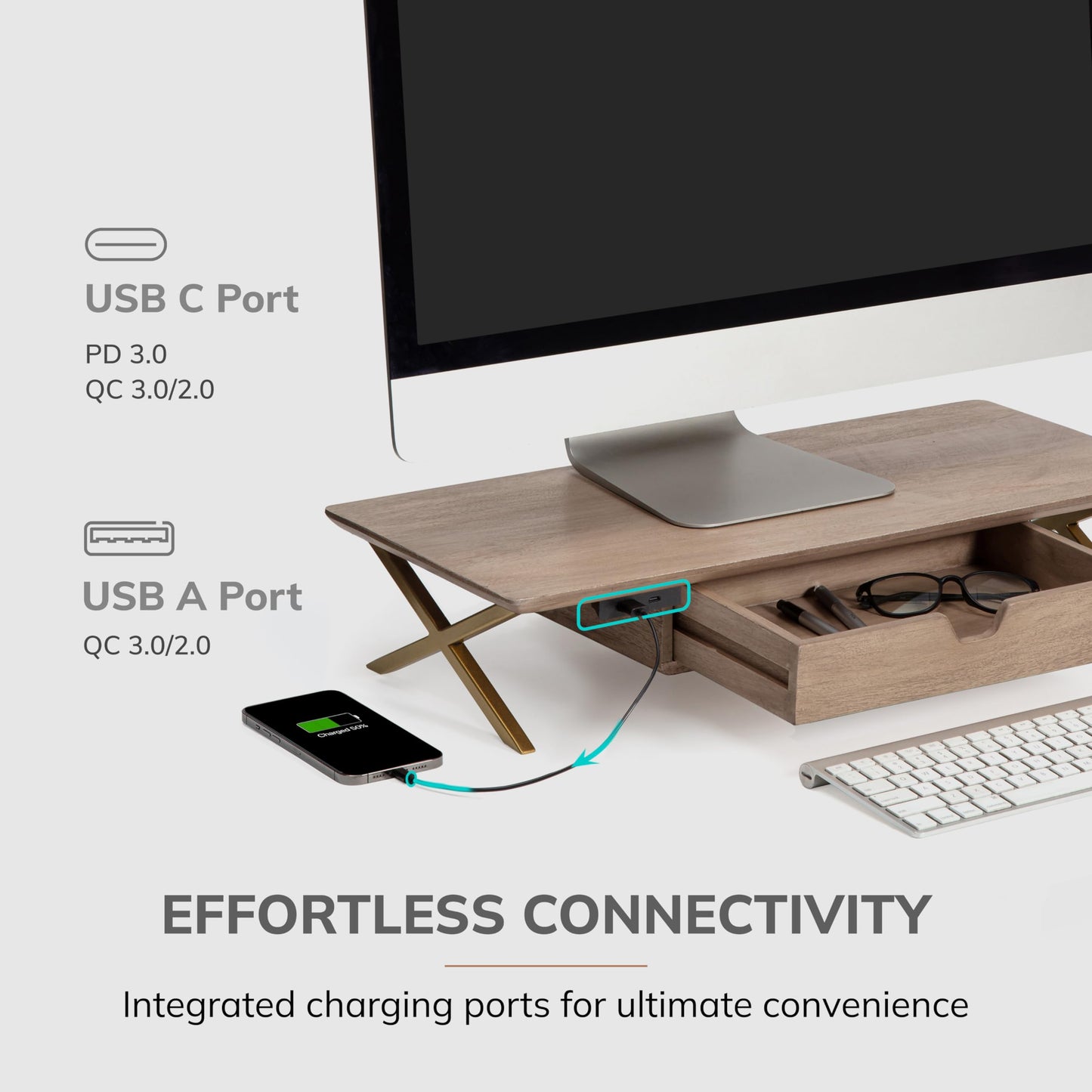 Anji Mountain Monitor Stand - Desktop Organizer & Laptop Riser, Ergonomic Monitor Riser, Space-Saving Monitor Stand for Desk, Durable Construction