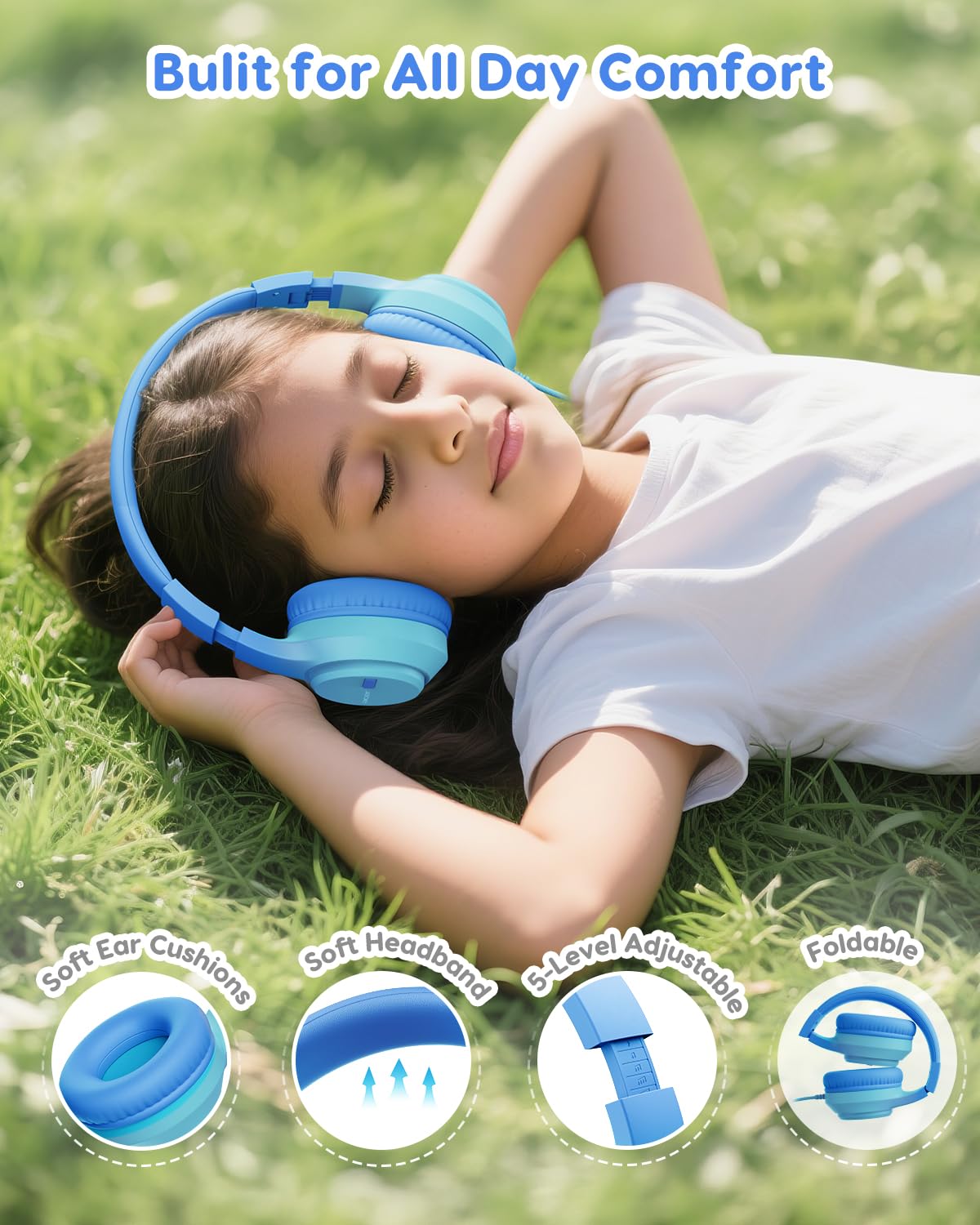 Acer Kids Headphones, 74?85?94dB Limiter, 3.5mm Jack, Blue OHW343