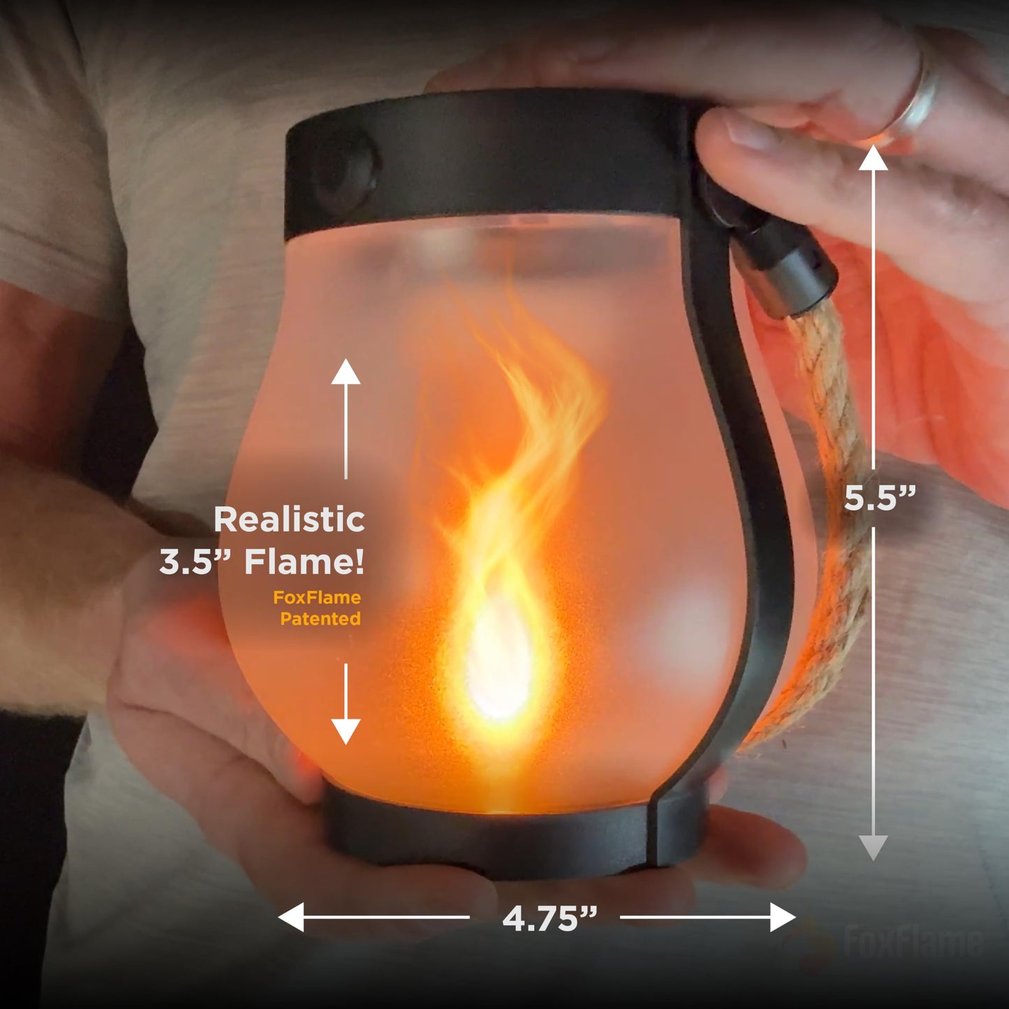 FoxFlame Schoolhouse Solar Lanterns Outdoor Waterproof - Realistic Flickering Flame, 3 Lighting Modes with Rope Handle Design, Waterproof