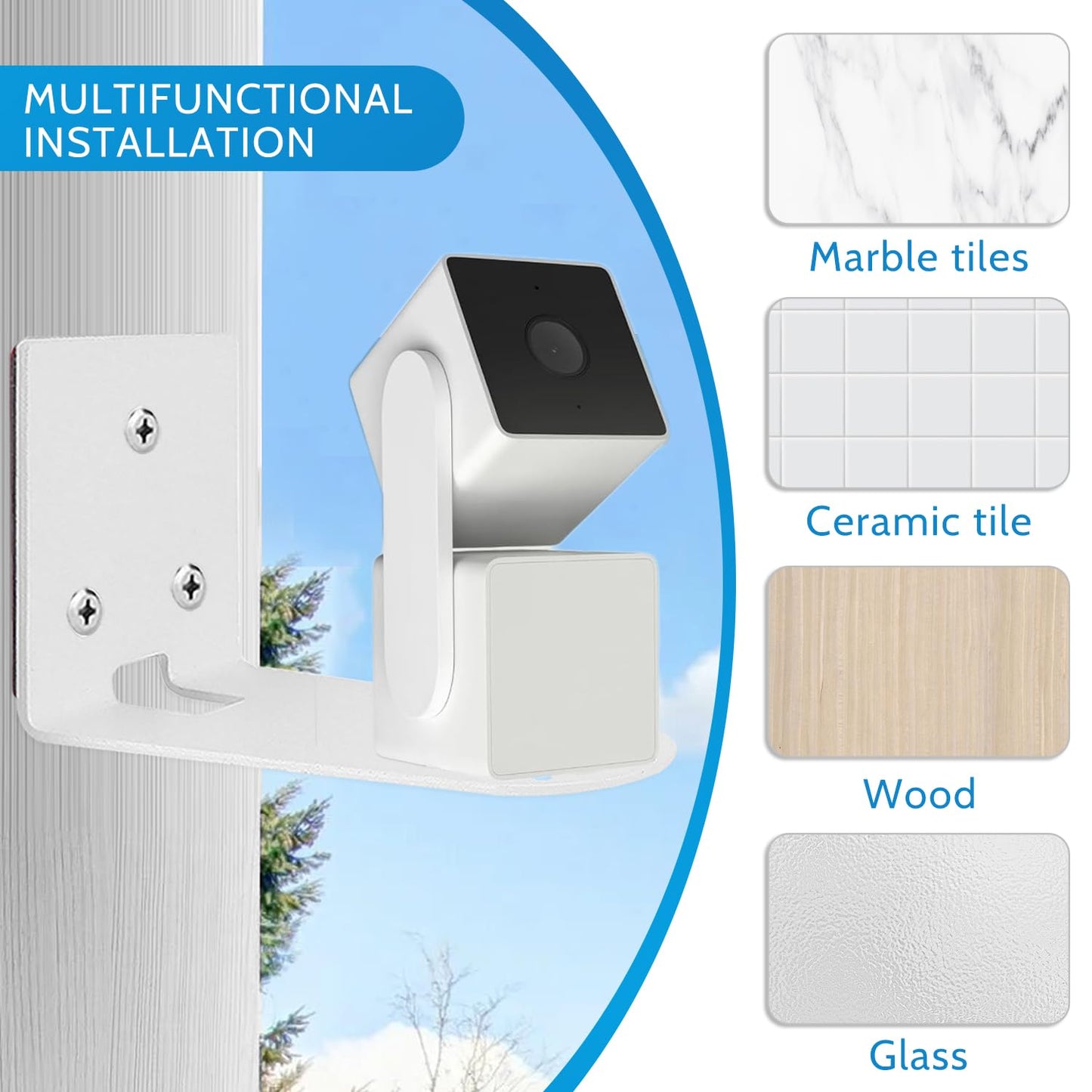 2Pack Adhesive Metal Wall Mount Bracket, Compatible with Wyze Cam Pan V3/V2, Google Nest Cam, Eufy Security Solo Indoor Cam E220/P24, Blink Mini Pan