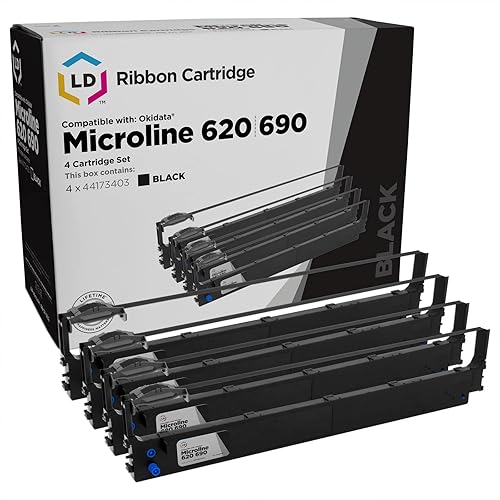 LD Products Compatible Printer Ribbon Cartridge Replacement for Okidata 44173403 (Black, 4-Multipack) Compatible with the Following Okidata Printer