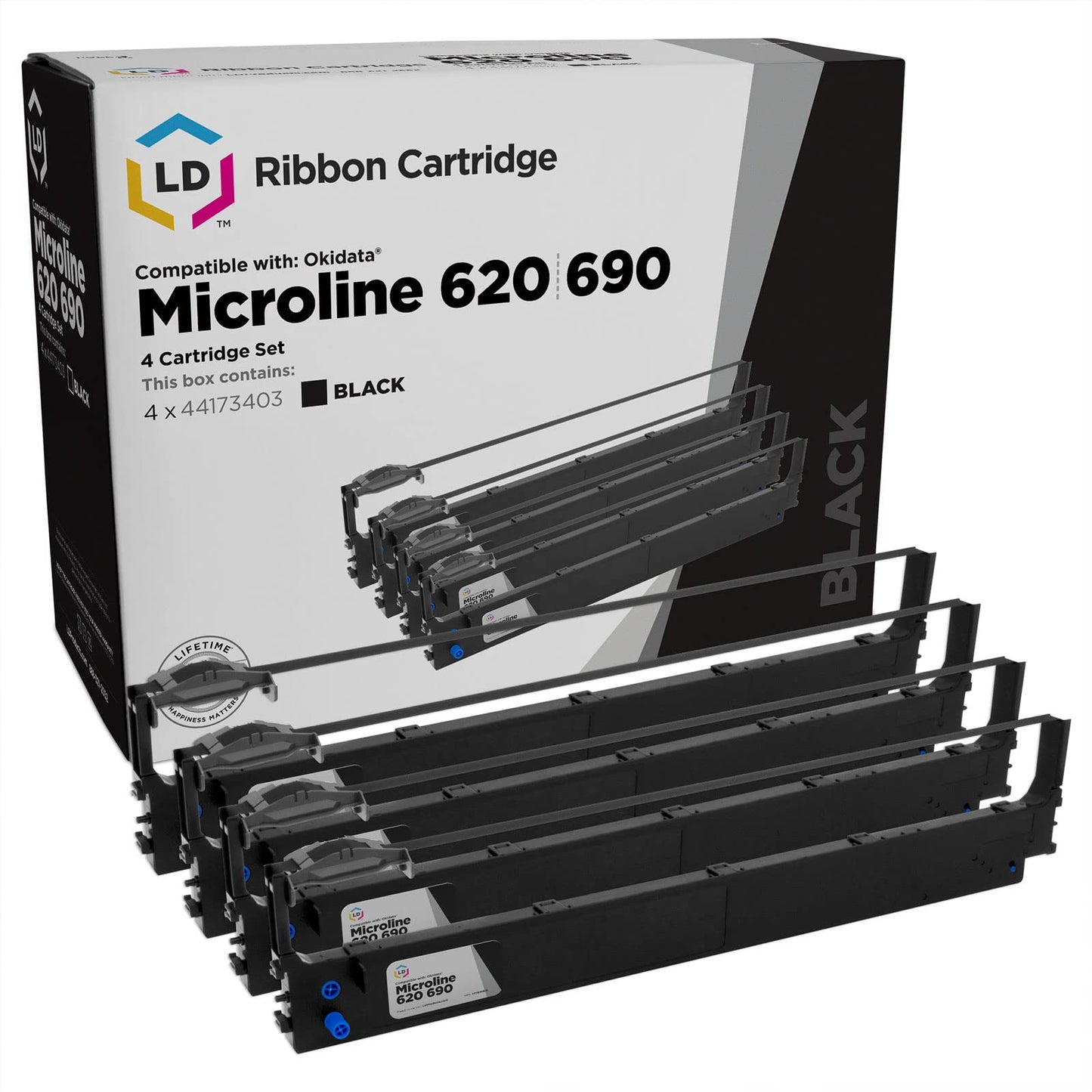 LD Products Compatible Printer Ribbon Cartridge Replacement for Okidata 44173403 (Black, 4-Multipack) Compatible with the Following Okidata Printer