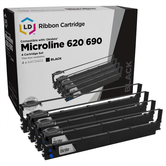 LD Products Compatible Printer Ribbon Cartridge Replacement for Okidata 44173403 (Black, 4-Multipack) Compatible with the Following Okidata Printer