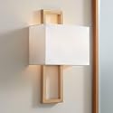 Possini Euro Design Modena Modern Wall Light Sconce French Brass Hardwired 9 1/2" Wide Fixture Shimmery Silvery Open Rectangular Shade Bedroom