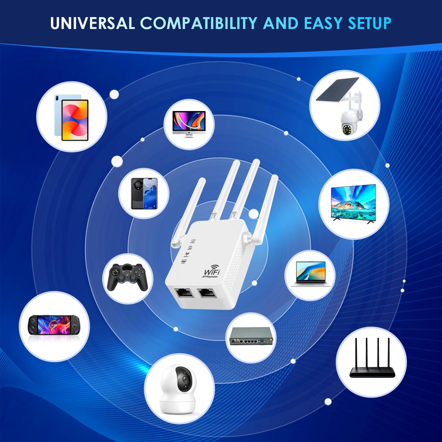 2026 WiFi Extender Signal Booster,Dual-Band WiFi Booster (2.4 GHz), Covers Up to 9,999 Sq. Ft., Easy Setup, Ethernet Port and Access Point Mode,Stable