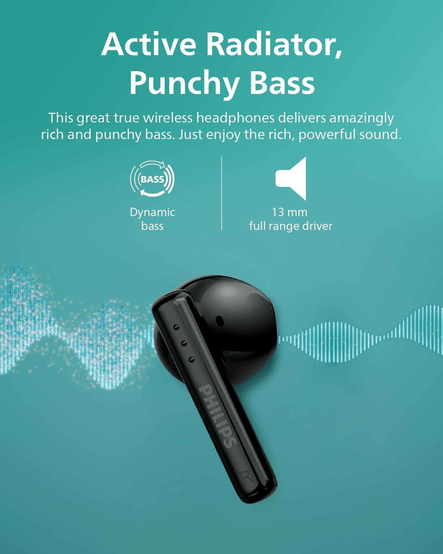 Philips TAT1139 Wireless Earbuds,True Wireless Headphones,Powerful Bass with 13 mm Driver,Clear Call with AI Mic,26-Hour Battery Life,Fast…
