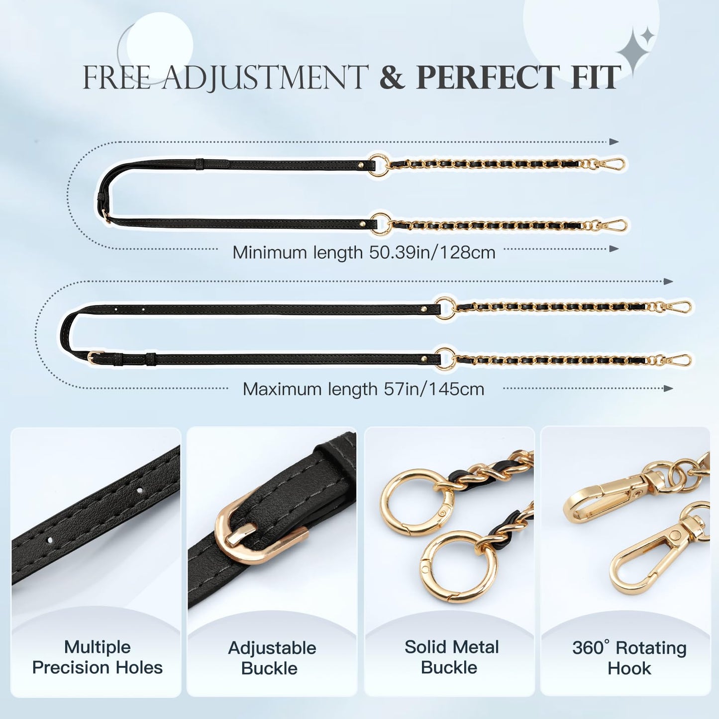 TiMOVO 2-in-1 Phone Lanyard Crossbody, Adjustable Phone Strap for iPhone 17, 16 Series and Most Smartphones, PU Strap Combo with Metal Chain