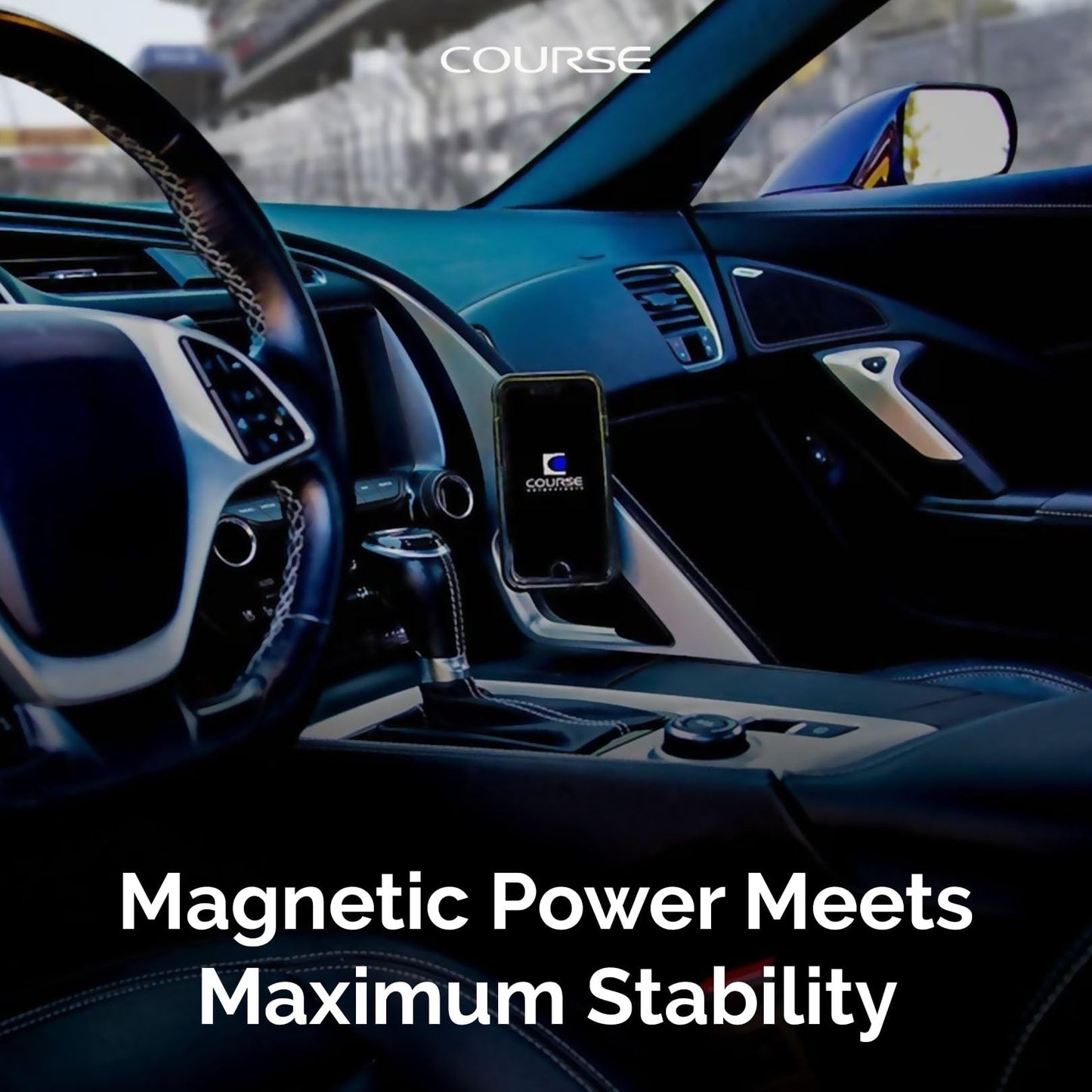 Course Motorsports Direct Fit Magnetic Phone Mount | C7 Corvette Phone Mount | Custom Fit Car Phone Holder | Compatible with Chevrolet Corvette