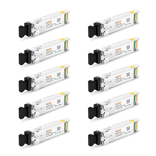 10Pack 10GBase-LR SFP+ Transceiver, 10G Dual LC Single Mode Module for Cisco SFP-10G-LR, Meraki MA-SFP-10GB-LR, Ubiquiti UF-SM-10G, Mikrotik, D-Link