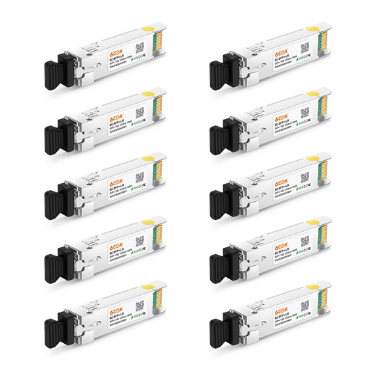 10Pack 10GBase-LR SFP+ Transceiver, 10G Dual LC Single Mode Module for Cisco SFP-10G-LR, Meraki MA-SFP-10GB-LR, Ubiquiti UF-SM-10G, Mikrotik, D-Link