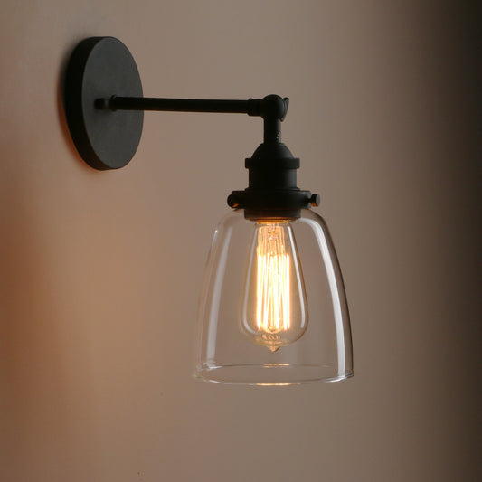 Pathson Vintage Wall Sconce with Clear Glass, Hardwired Wall Vanity Light Fixtures, Wall Mounted Lamp for Farmhouse Bedroom Bathroom Vanity Mirror