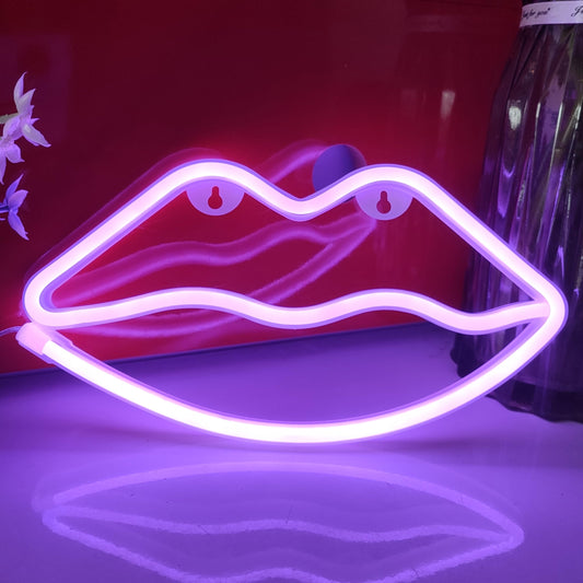 JYWJ Lip Neon Sign,USB or 3-AA Battery Powered Neon Light,LED Table Decoration,Bedroom Wall Decoration,Birthday Gift,Wedding Supplies Business Gift