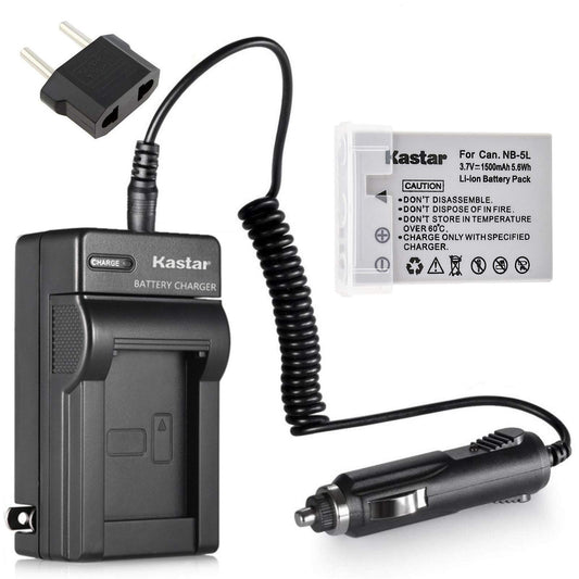 Kastar NB-5L Battery (1-Pack) and Charger for Canon PowerShot S100, S110, SD700, SD790, SD800, SD850, SD870 is, SD880, SD890, SD900, SD950, SD970 is
