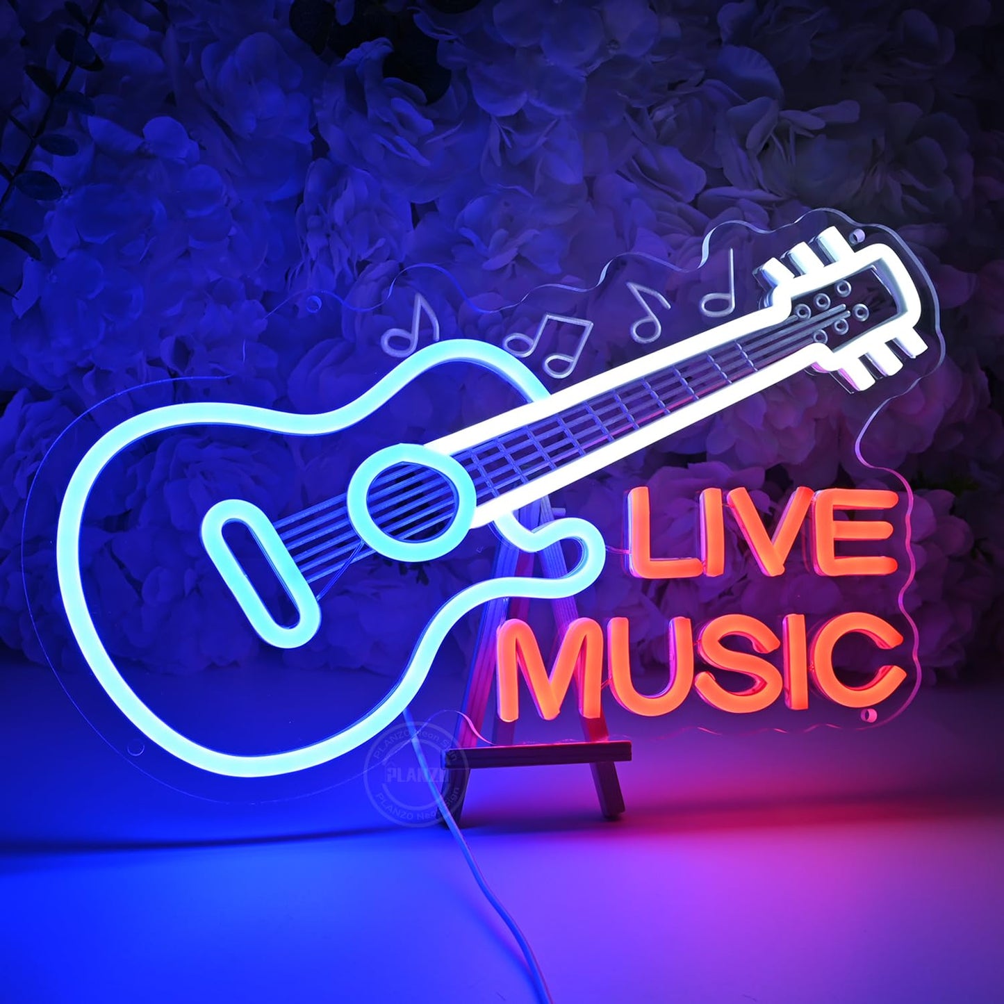 Planzo Guitar Neon Sign Live Music LED Neon Light Wall Decor for Music Room Record Studio Nightclub Beer Bar Business Store Sign Birthday Christmas