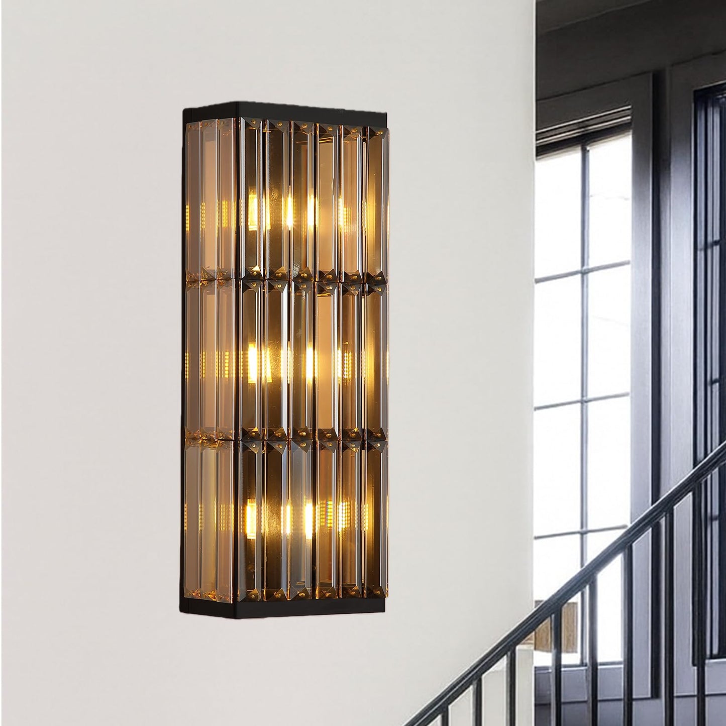 RONGHUAFUGUI Rustic Black Wall Sconce with Glass Vintage Antique Wall Light Fixture Retro Farmhouse Mid Centry Wall Sconce for Bedroom, Living Room