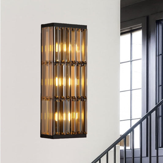 RONGHUAFUGUI Rustic Black Wall Sconce with Glass Vintage Antique Wall Light Fixture Retro Farmhouse Mid Centry Wall Sconce for Bedroom, Living Room