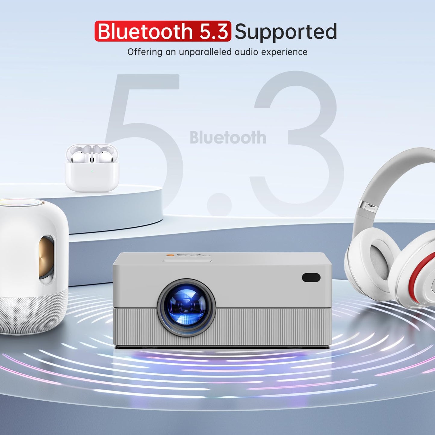 [Electric Focus] Mini Projector with WiFi and Bluetooth, Native 1080P Portable Projector Supported 4K, 15000L Outdoor Projector for Home Theater