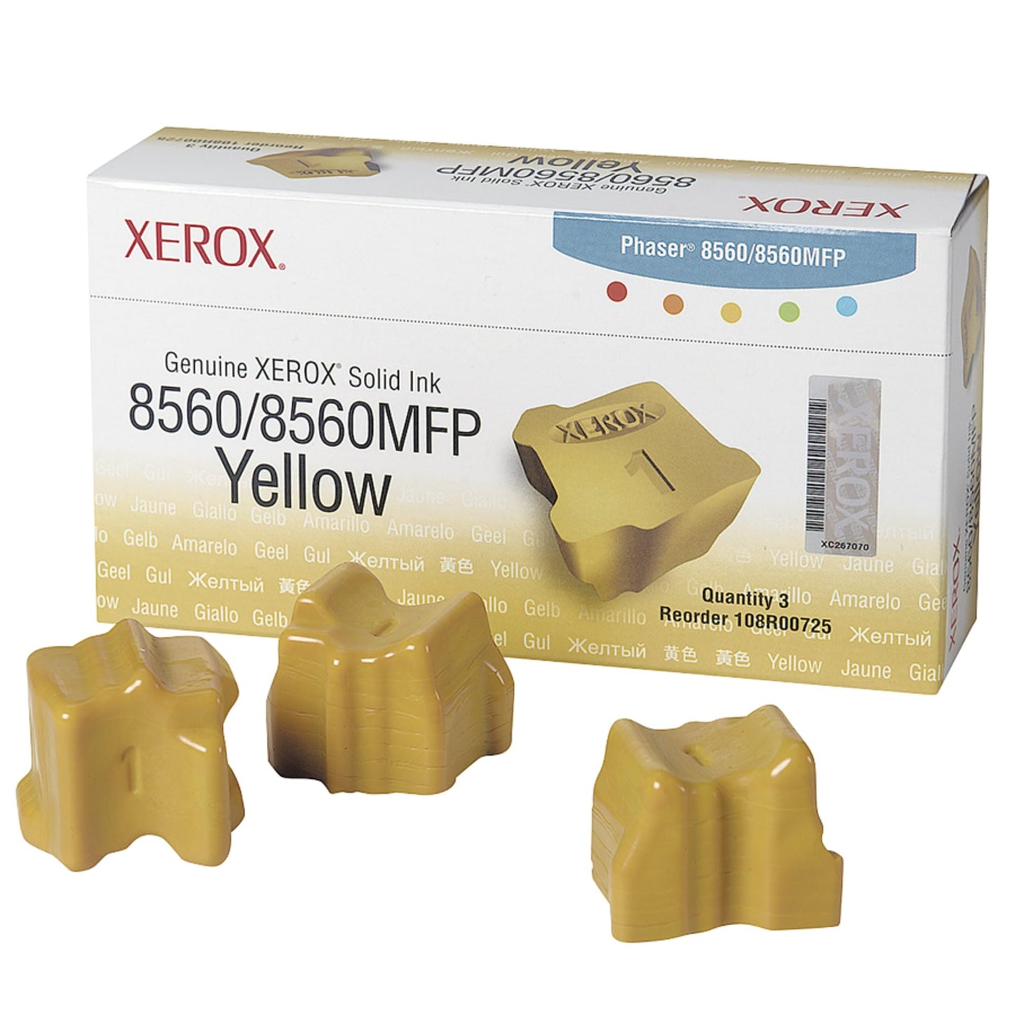 Xerox® 8560 Yellow Solid Ink Sticks, Pack of 3, 108R00725