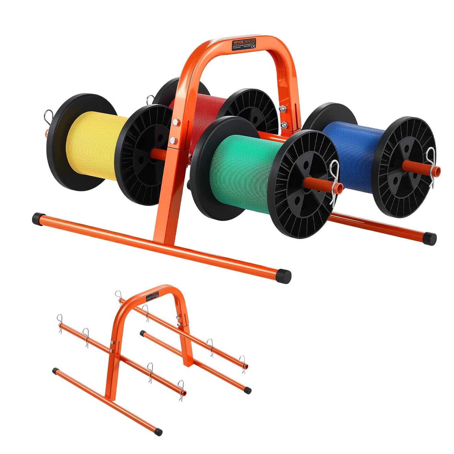 VEVOR Wire Spool Rack, 100 lbs Capacity, Smart Hand Caddy, Heavy-Duty Steel Wire Dispenser Holder for Up to 8 Spools, MAX 9.45 in Diameter, Easy Lift