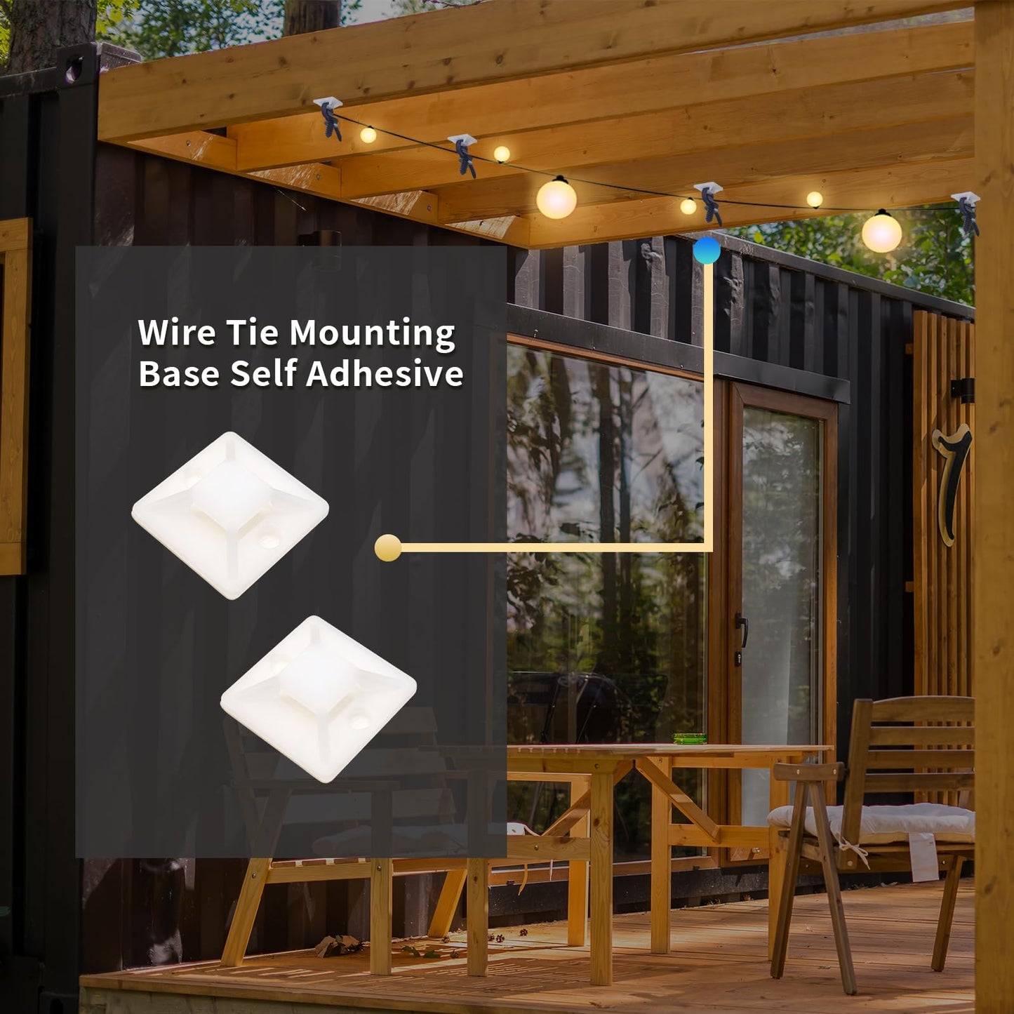 Bitray Cable Zip Tie Mounts 1x1 Inch Zip Wire Tie Mounting Base Self Adhesive Tie Mount White - 100pcs