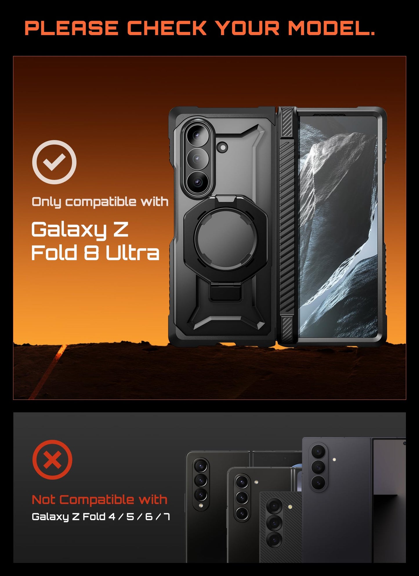 SUPCASE for Samsung Galaxy Z Fold 8 Ultra Case with Screen Protectors HD & Privacy (UB Grip), [Compatible with MagSafe] [Built-in Fixed Stand] [Hinge