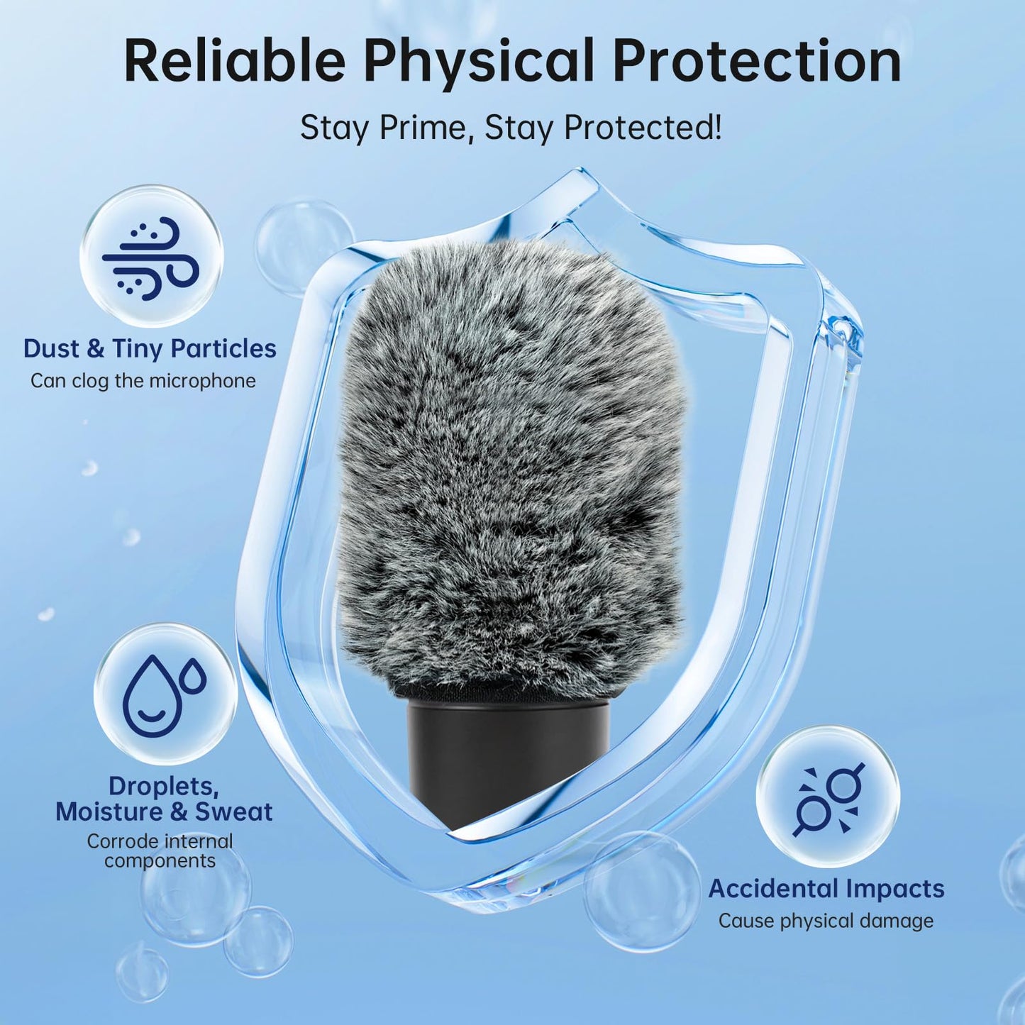 PhantAccy Pop Filter/Windscreen for Audio-Technica AT-2020 AT-2035 AT-2040 AT-2050 ATR2500 ATR2500X AT-4040 Microphones, Furry Mic Cover for Wind and