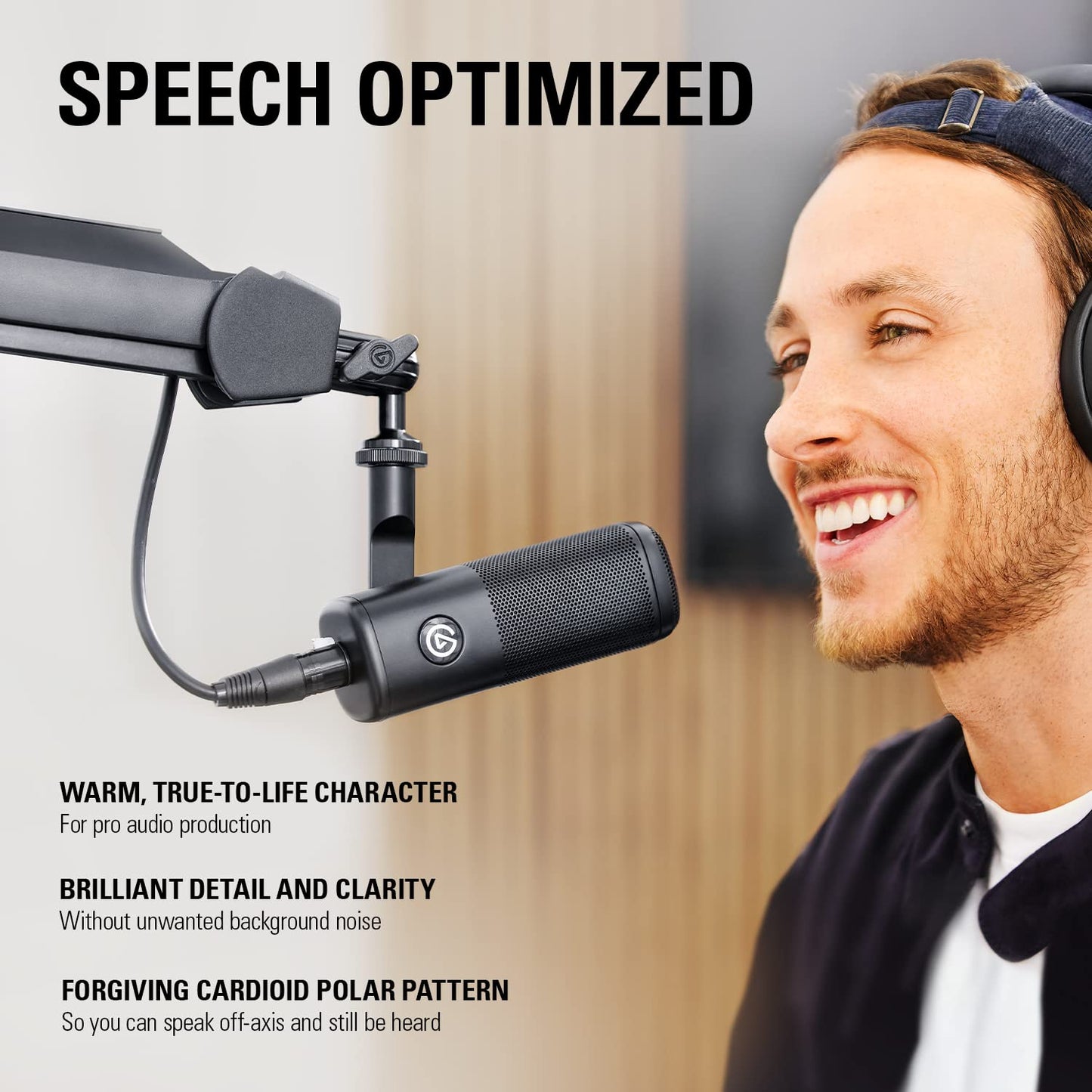 Elgato Wave DX - Dynamic XLR Microphone, Cardioid pattern, Noise Rejection, speech optimised for Podcasting, Streaming, Broadcasting, No Signal