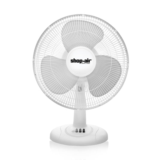 Shop-Air 16" Oscillating Table Fan, 3 Speeds, High-Velocity, Quiet & Powerful Air Circulation, 70° Adjustable Head Tilt,Ideal for Home, Bedroom or