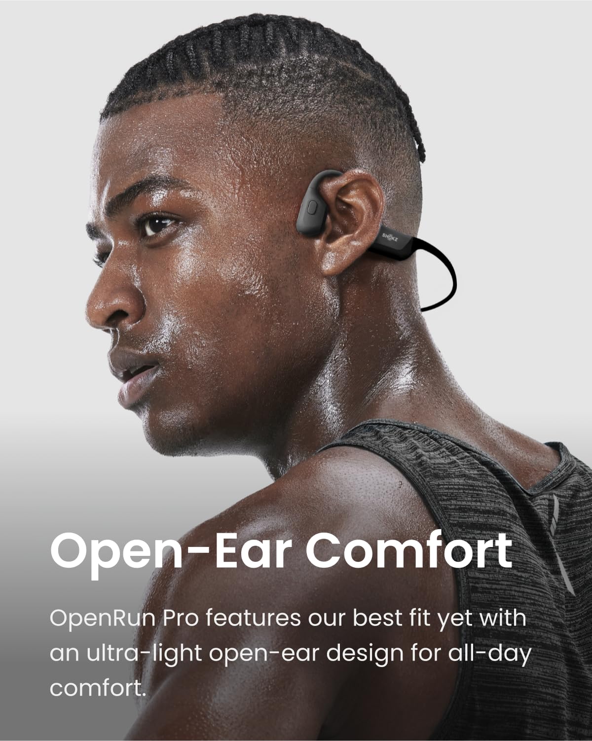 SHOKZ OpenRun Pro - Open-Ear Bluetooth Bone Conduction Sport Headphones (Renewed)