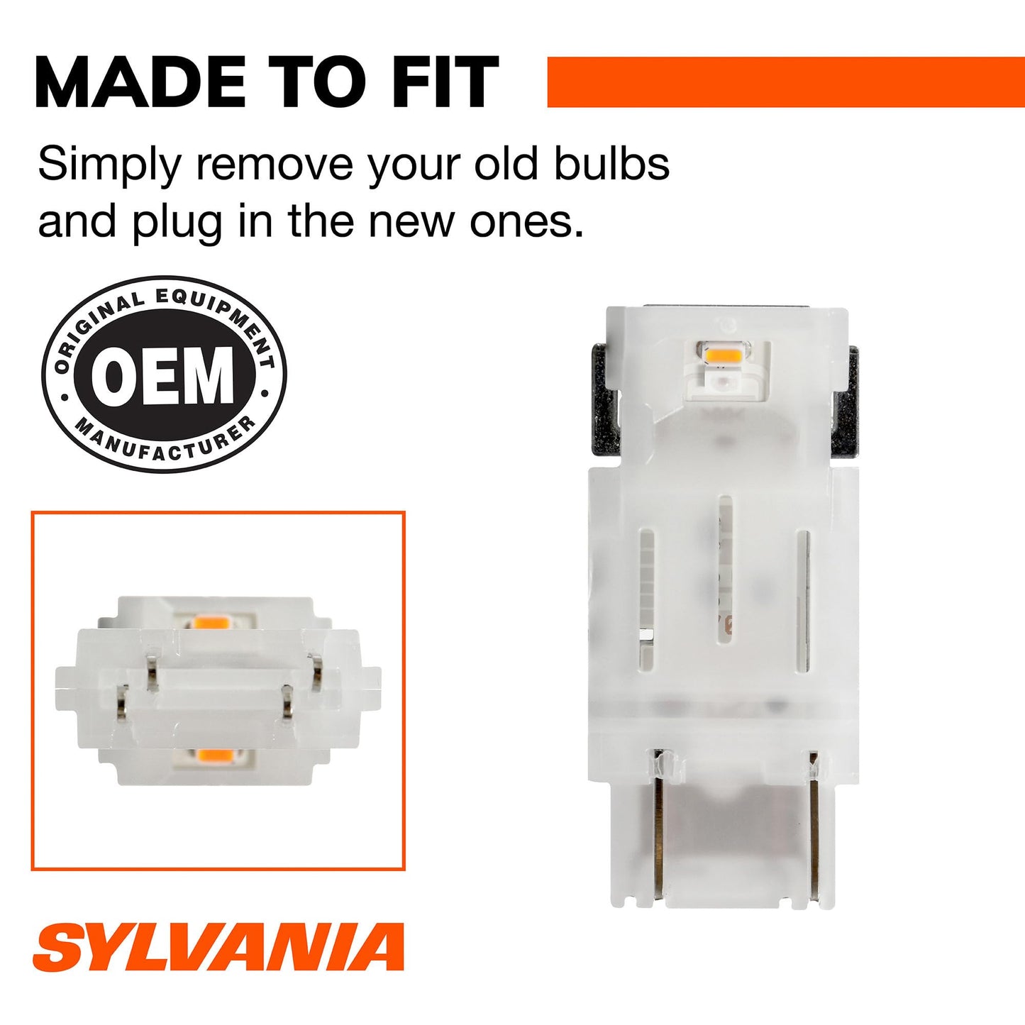 SYLVANIA 4157 LED Amber Mini Bulb, Park & Turn Light, 2 Bulbs