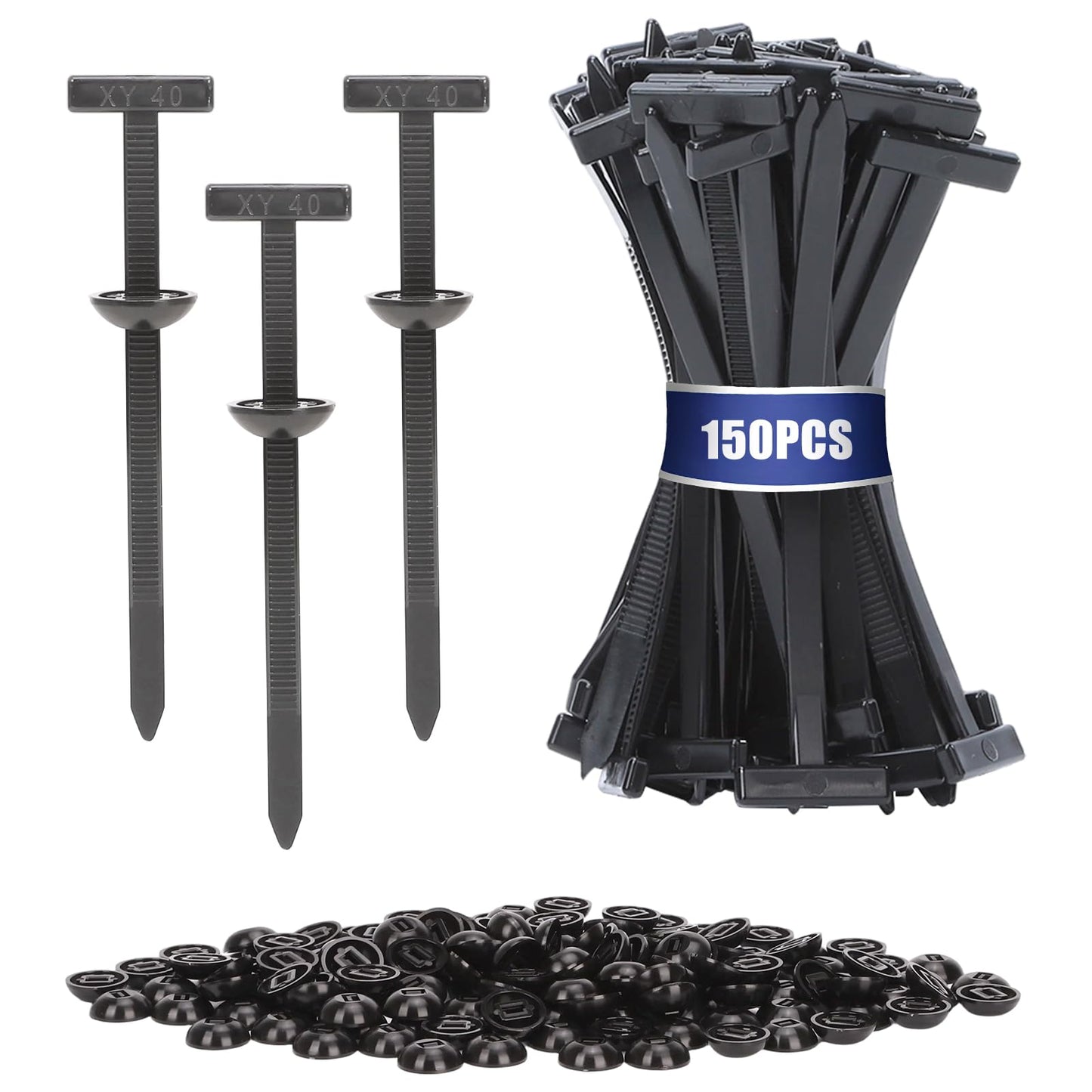 Nylon Universal Cable Tie Buckles, Heavy Duty & Self-Locking Buckle Cable Ties, UV-Resistant Zip Ties for Bundling, Car & Daily Home Repair (150)