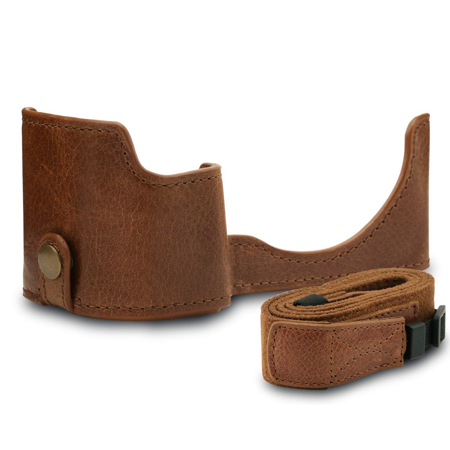 MegaGear MG1642 Ever Ready Genuine Leather Camera Half Case compatible with Sony Alpha A6100, A6400 - Brown