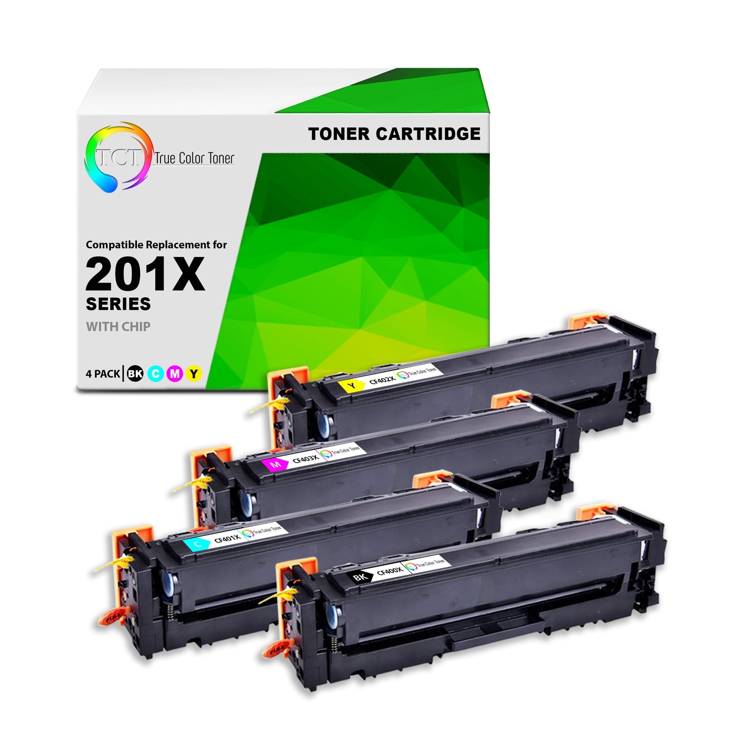 TCT 201X Toner Cartridge 4 Pack - Compatible Replacement for CF400X CF401X CF402X CF403X High Yield, Works with HP Color LaserJet Pro M252DW M252N MFP