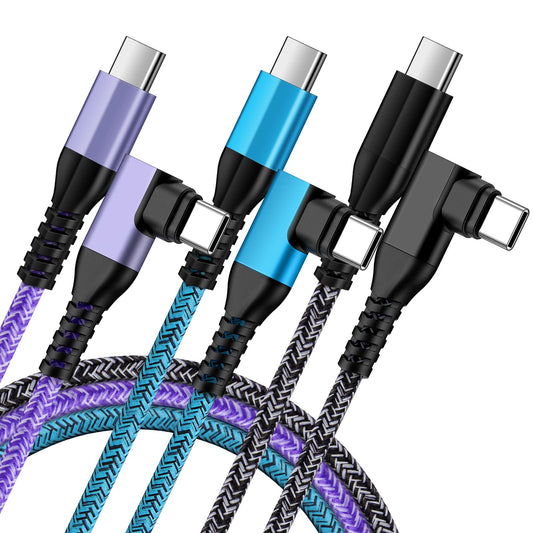 Android Phone Power Cord Samsung Charger Cable USB Type C to C 60W 3 Pack 6ft 90 Degree Fast Charging for Samsung Galaxy S25 Ultra A17 S24 A16 A54 A14