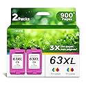 Ankink 63XL Ink Cartridges Replacement for HP 63 XL (Color 2-Pack) Work with HP63 3830 4650 4652 4655 5200 5252 5255 5258 4520 4512 1112 2132 3630