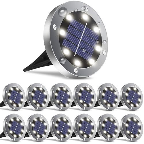 OULONGER 4.6inch Solar Lights Outdoor Waterproof,12Pack Solar Lights for Outside,Solar Garden Lights Landscape Lighting for Patio Pathway Lawn Yard