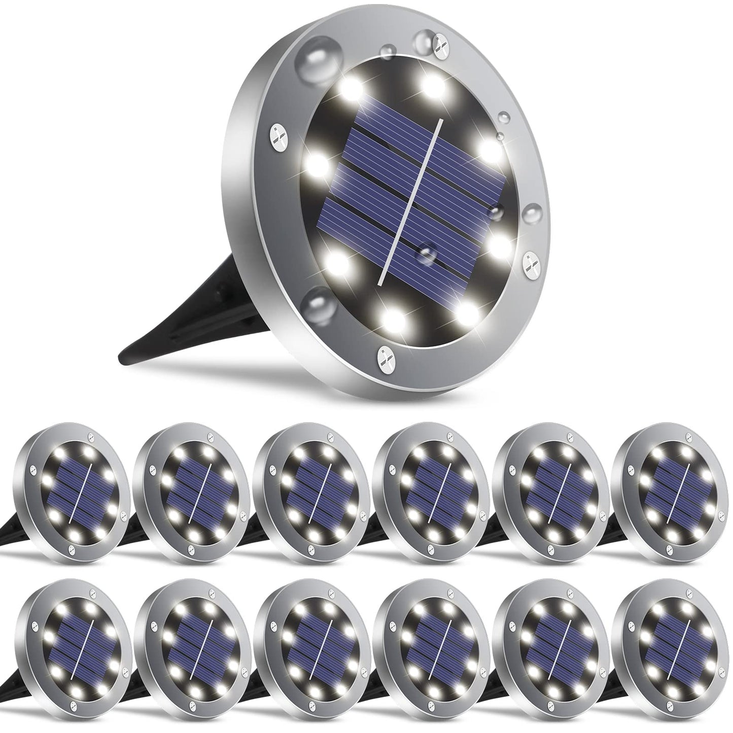 OULONGER 4.6inch Solar Lights Outdoor Waterproof,12Pack Solar Lights for Outside,Solar Garden Lights Landscape Lighting for Patio Pathway Lawn Yard