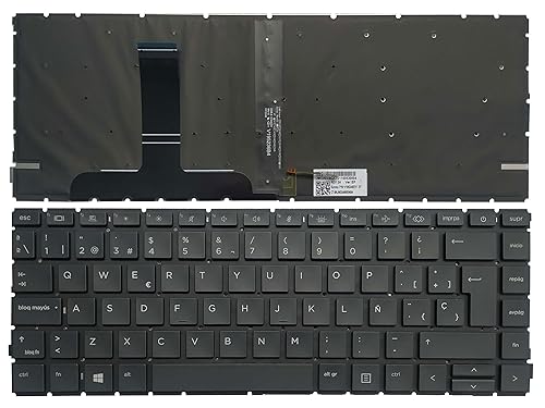 Laptop Keyboard Compatible for HP ProBook 14 440 G8 445 G8 M23770-001 M23769-001 4BX8QTA00A0 M23769-001 Spanish Layout Backlit (No Palmrest Upper