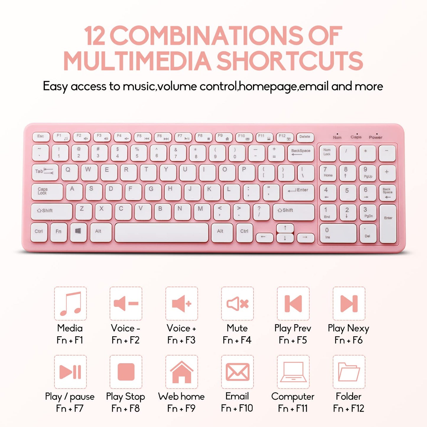 Wireless Keyboard and Mouse Combo, Compact Quiet Wireless Keyboard and Mouse Set 2.4G Ultra-Thin Sleek Design for Windows, Computer, Desktop, PC