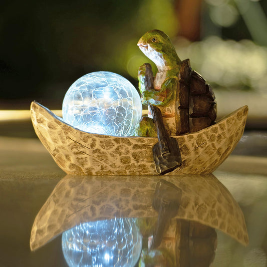 Rezpuao Garden Statue of Turtle,Garden Decor Tortoise Figurine,Turtle Outdoor Statue,Solar Tortoise Decor for Patio,Balcony,Yard,Lawn Ornament,Perfect