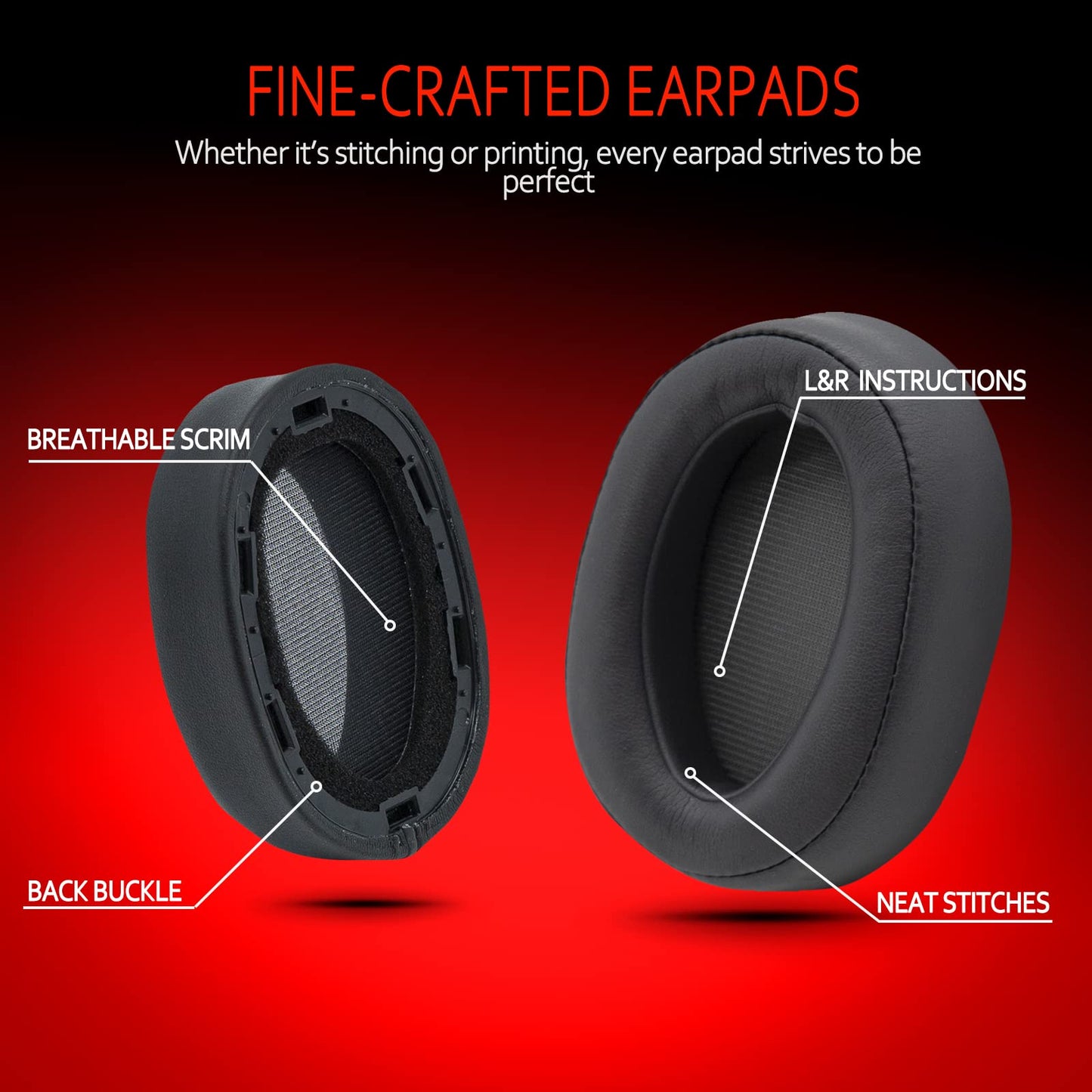 Krone Kalpasmos Replacement Earpads for Sony WH-H900N h.Ear on 2 & Sony MDR-100ABN Headphones, Sony Headphone Cushions Compatible with Sony 900N, Sony