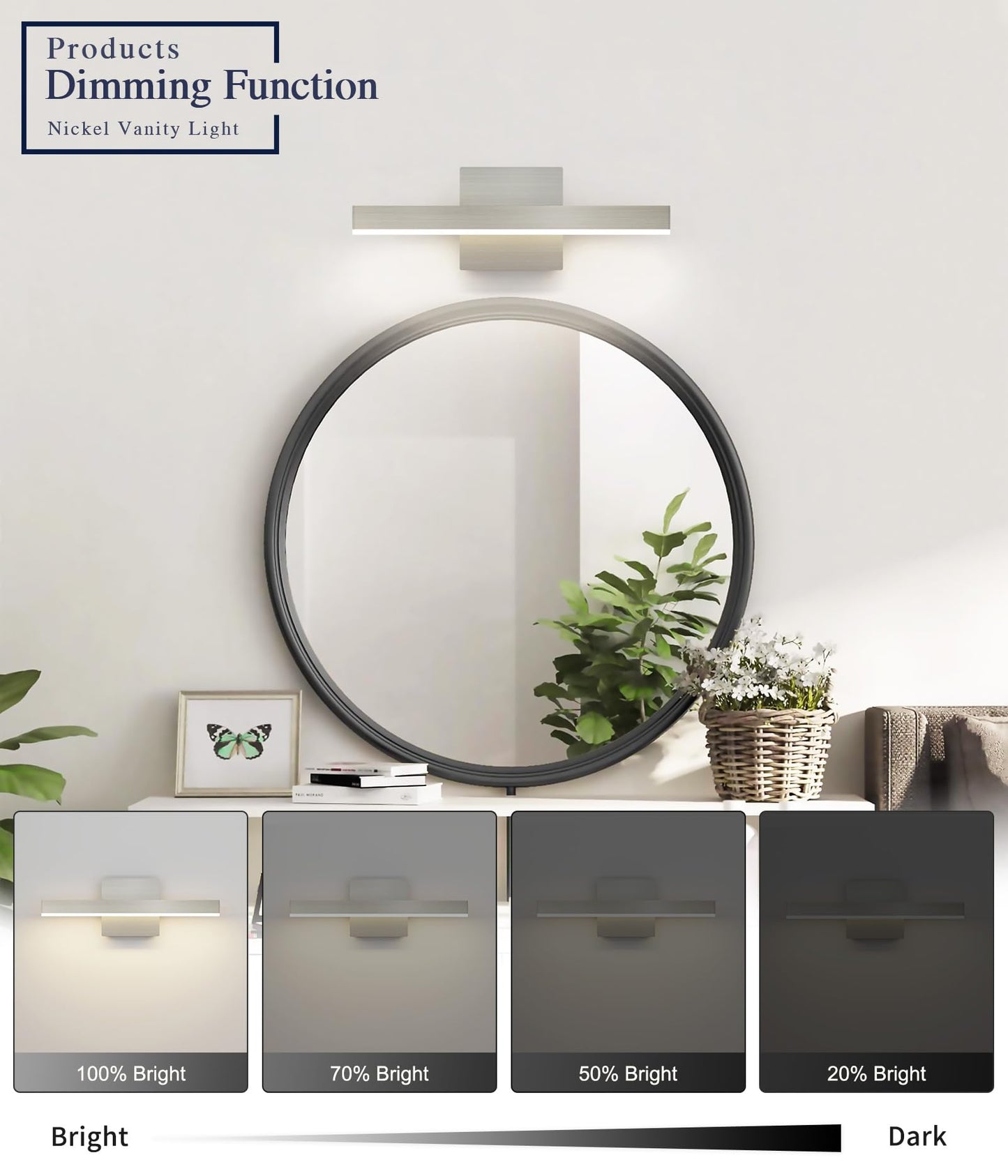 Joossnwell Bathroom Light Fixtures Brushed Nickel Vanity Lights Bar 5cct Dimmable Modern Bath Lighting Fixture Over Mirror Led Vanity Light