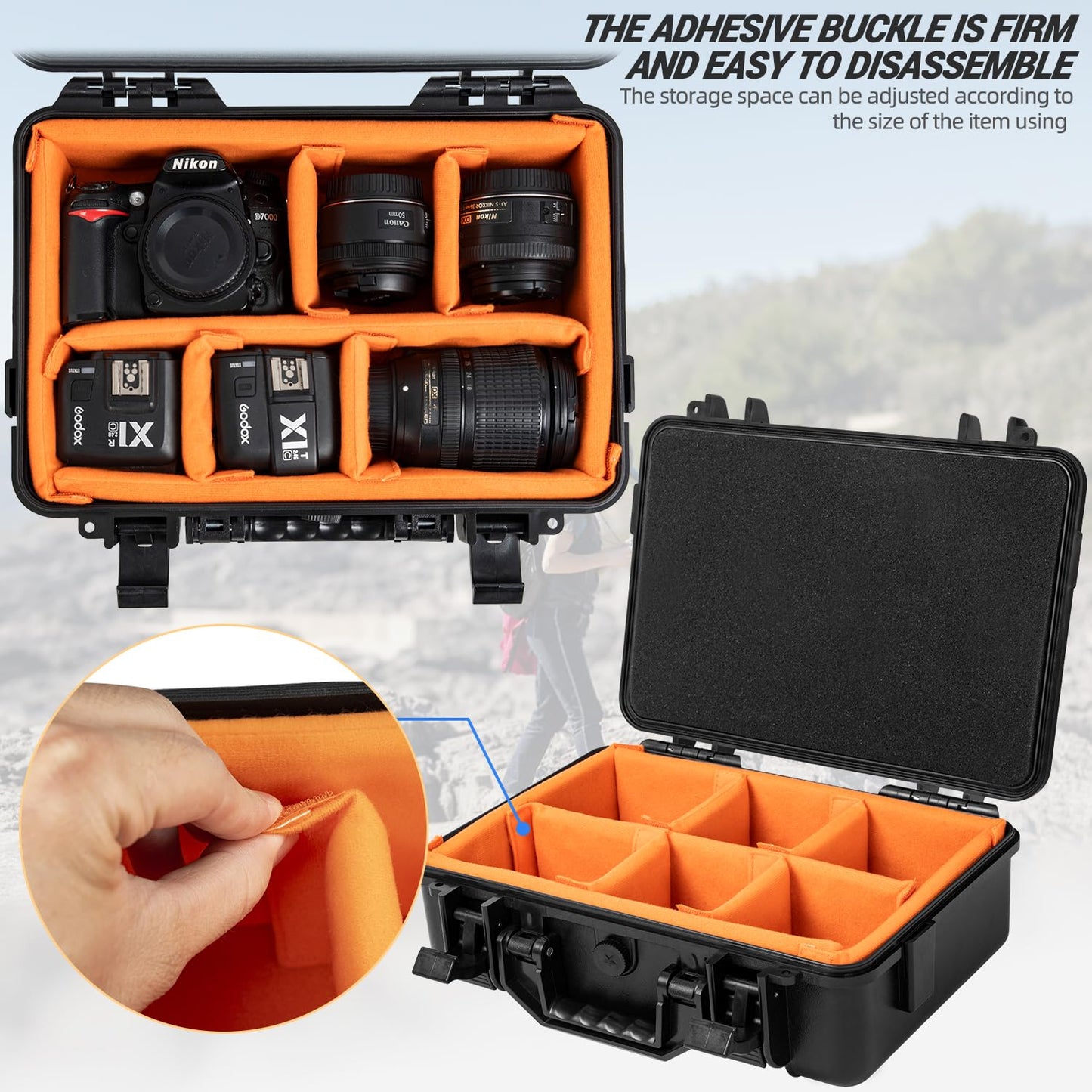 GYXZ Protective Camera Case 11.8 X 7.5 X 4.3 Inch Shockproof Water-resistant with Adjustable Dividers (Can hold cameras, pistols, gear, equipment)