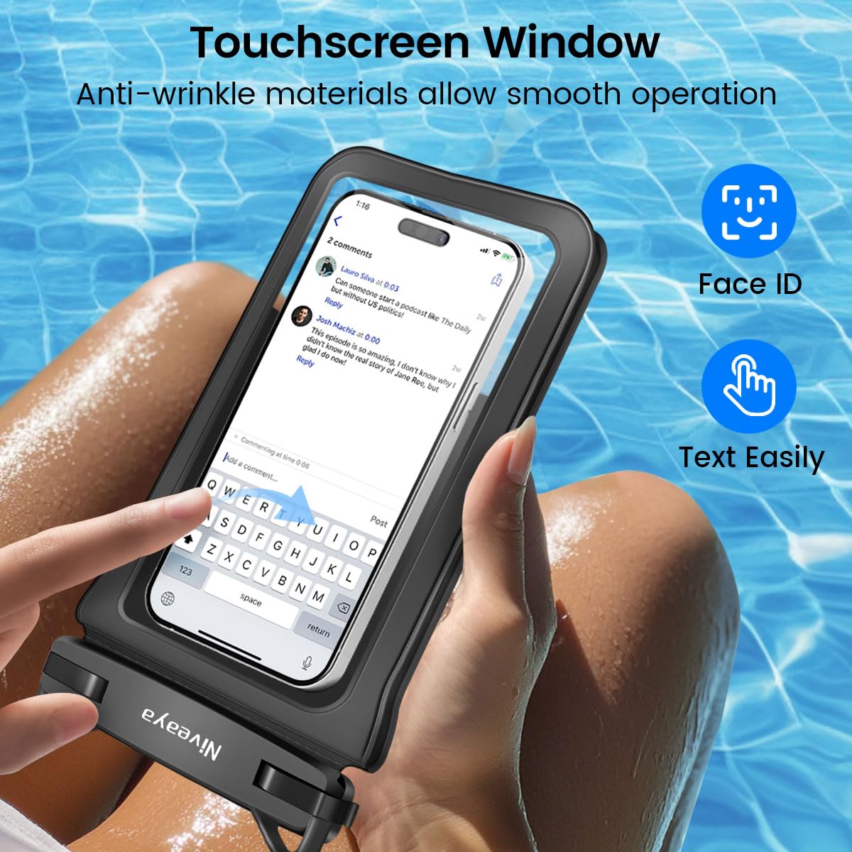 Niveaya Waterproof Phone Pouch - 2 Pcs, IPX8 Double Space Waterproof Phone Case, Accommodates Multiple Cell Phones.