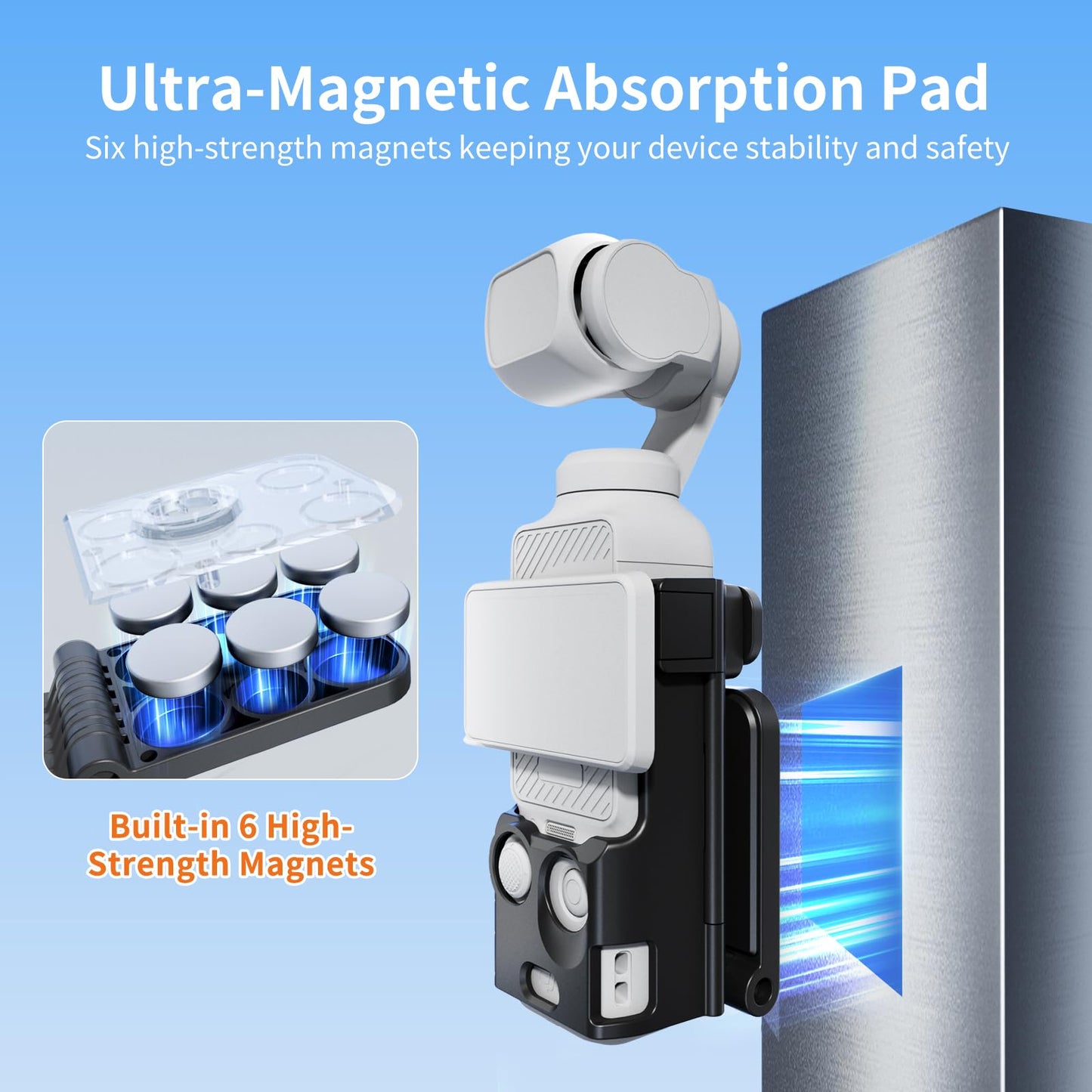 ALTSON Magnetic Mount Stand for DJI Osmo Pocket 3, DJI Osmo Pocket 3 Accessories-Multifunction Expansion Adapter 180° Adjustable Magnet Base, 1/4"