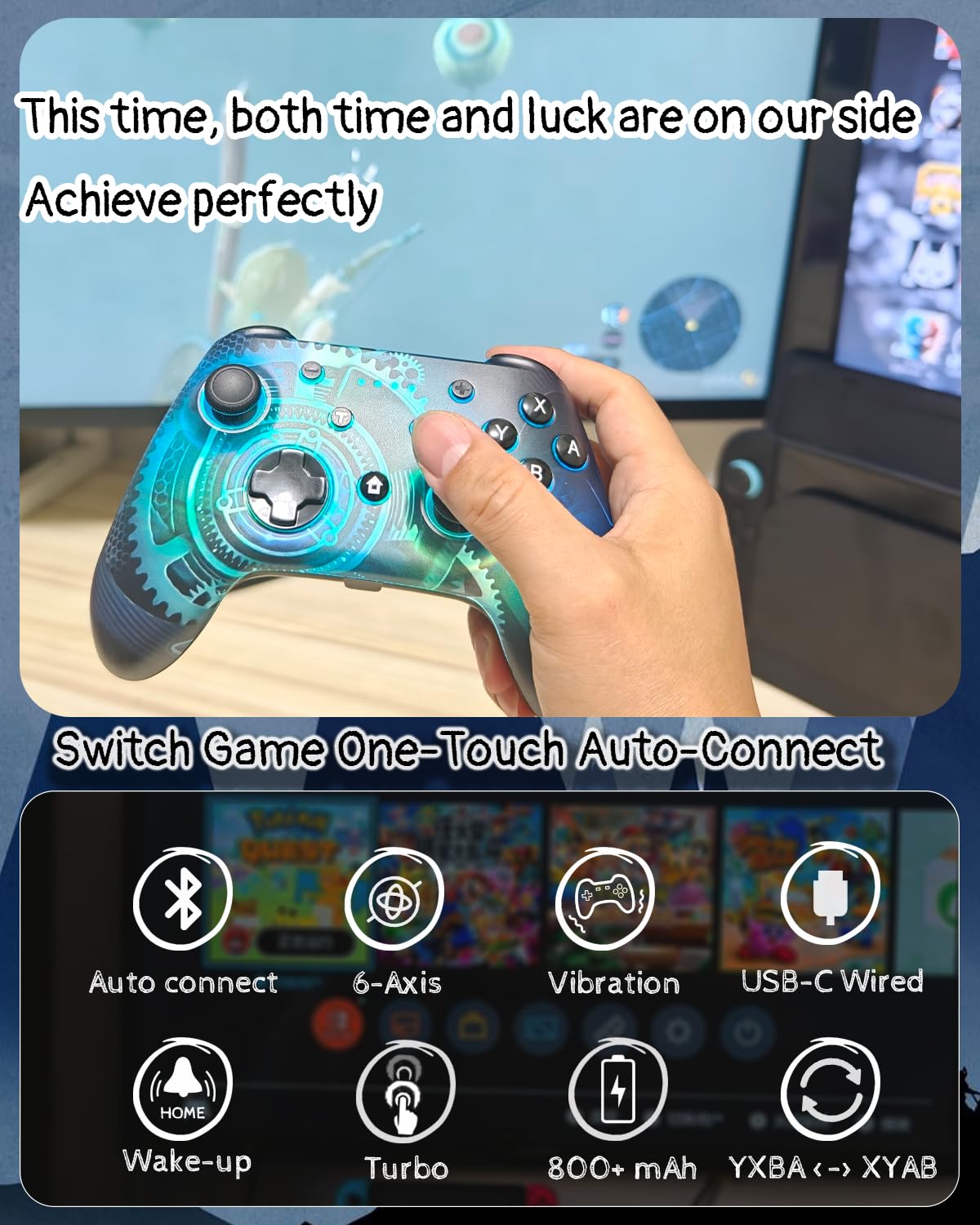 Wzuicov Multi-Platform Game Controller with RGB & Dual-Mode Bluetooth & Wired Connection, Wireless Gamepad for Switch/Switch 2/iOS/Android/PC/TV